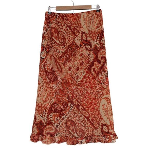 Vintage 90s Y2K Skirt Size Medium Fashion Bug Polyester Boho Flowy Grunge Ruffle - Picture 7 of 12